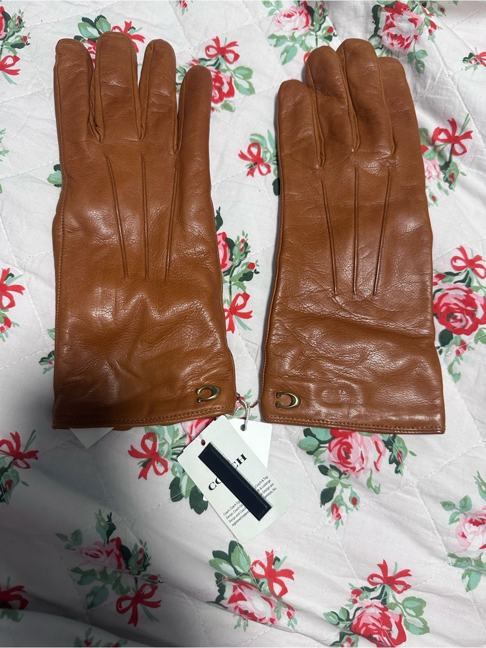 Coach Leather Gloves in Brown